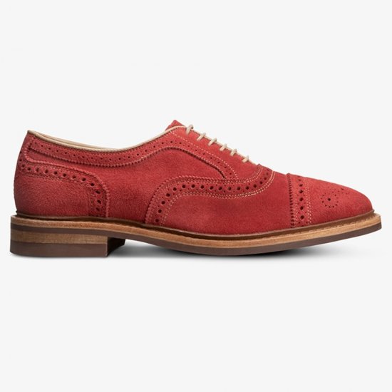 Allen Edmonds Strandmok Cap-toe Oxford with Dainite Rubber Sole Crimson Red Suede Jm4hKc0T