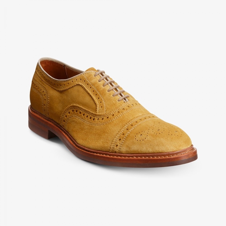 Allen Edmonds Strandmok Cap-toe Oxford with Dainite Rubber Sole Mineral Yellow Suede JbvnehAw - Click Image to Close