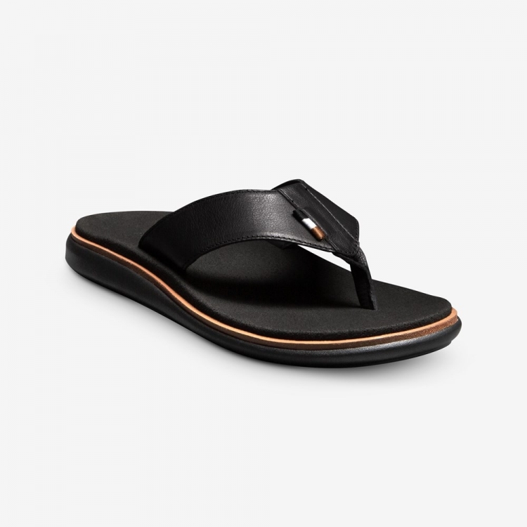 Allen Edmonds Naples Thong Sandal Black Leather NbW5q9Ad - Click Image to Close