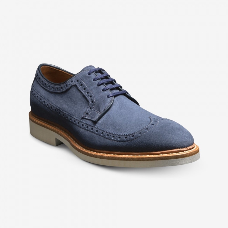 Allen Edmonds William Wingtip Derby Denim Suede 5GHqRVTF - Click Image to Close